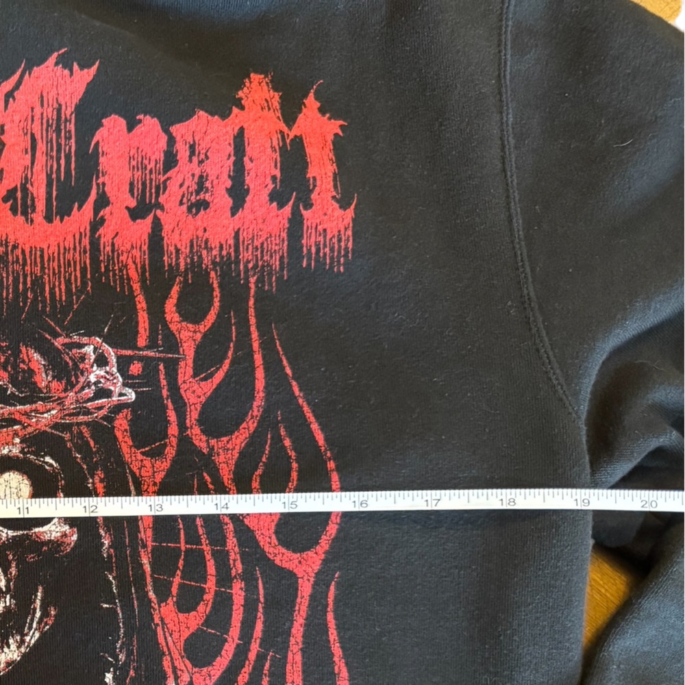 BlackCraft Black Faithless Full Zip Hoodie Featuring A Crowned Skeleton Reaper - Picture 7 of 8